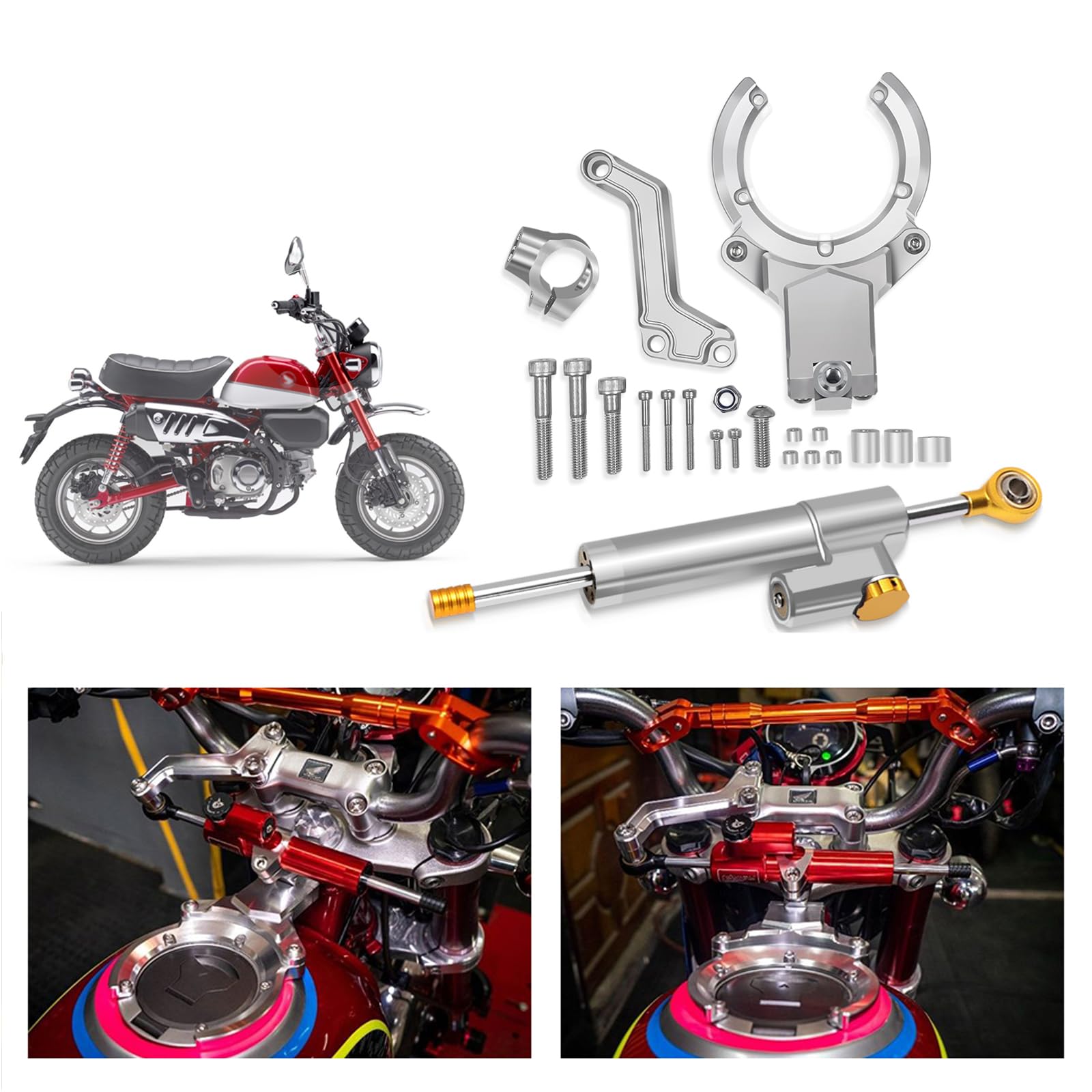 

ДЛЯ Monkey 125 Monkey 125 Алюминиевый демпферный аксессуар для мотоциклов, Рулевой демпфер, Стабилизатор, Monkey 125, Кронштейн-поддержка, Монтажный комплект