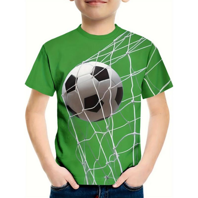 Barnkläder Pojkar T-shirt Kortärmad Livfull Fotbollsgrafik Barn Sommarkläder Vardaglig Daglig Pullover O-Hals Flicktoppar