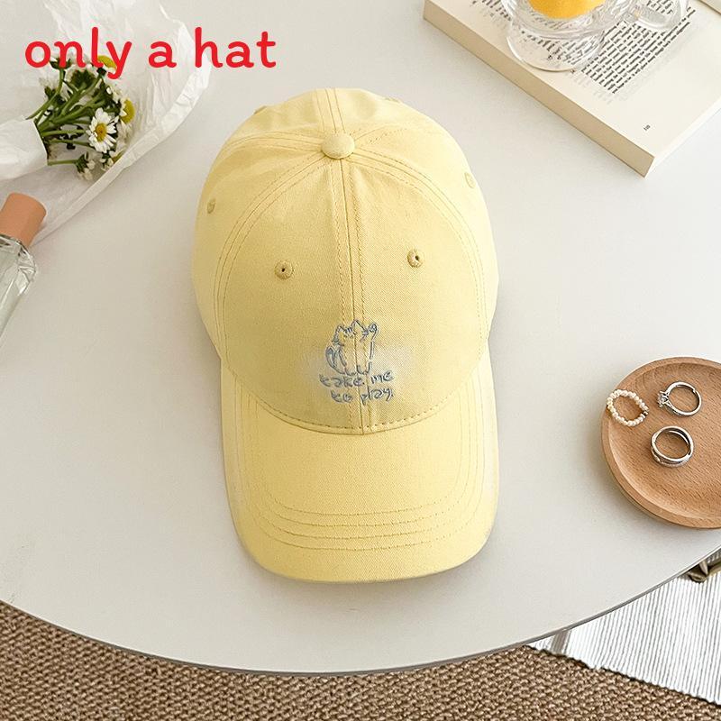 Korean Style Embroidered Cat Baseball Cap With Sun Protection For Summer Outdoor Casual Wear