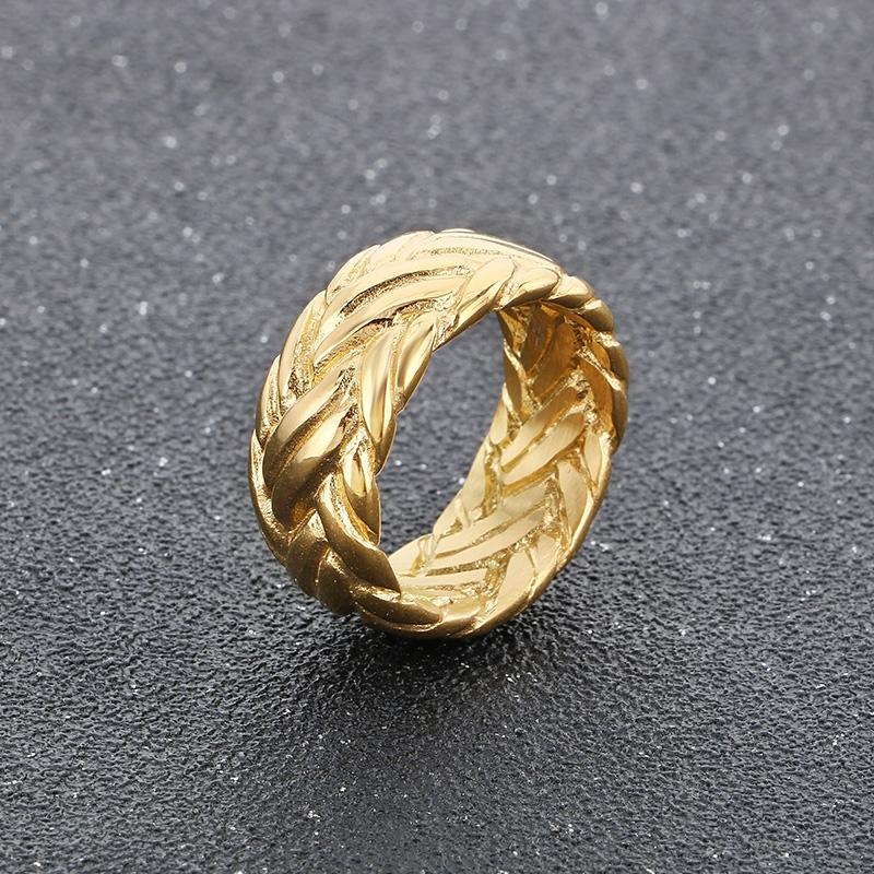 Kalen Interwoven Stainless Steel Men's Ring Punk Chunky Accessories 10MM Gold Color Finger Ring Trendy Jewelry Gift