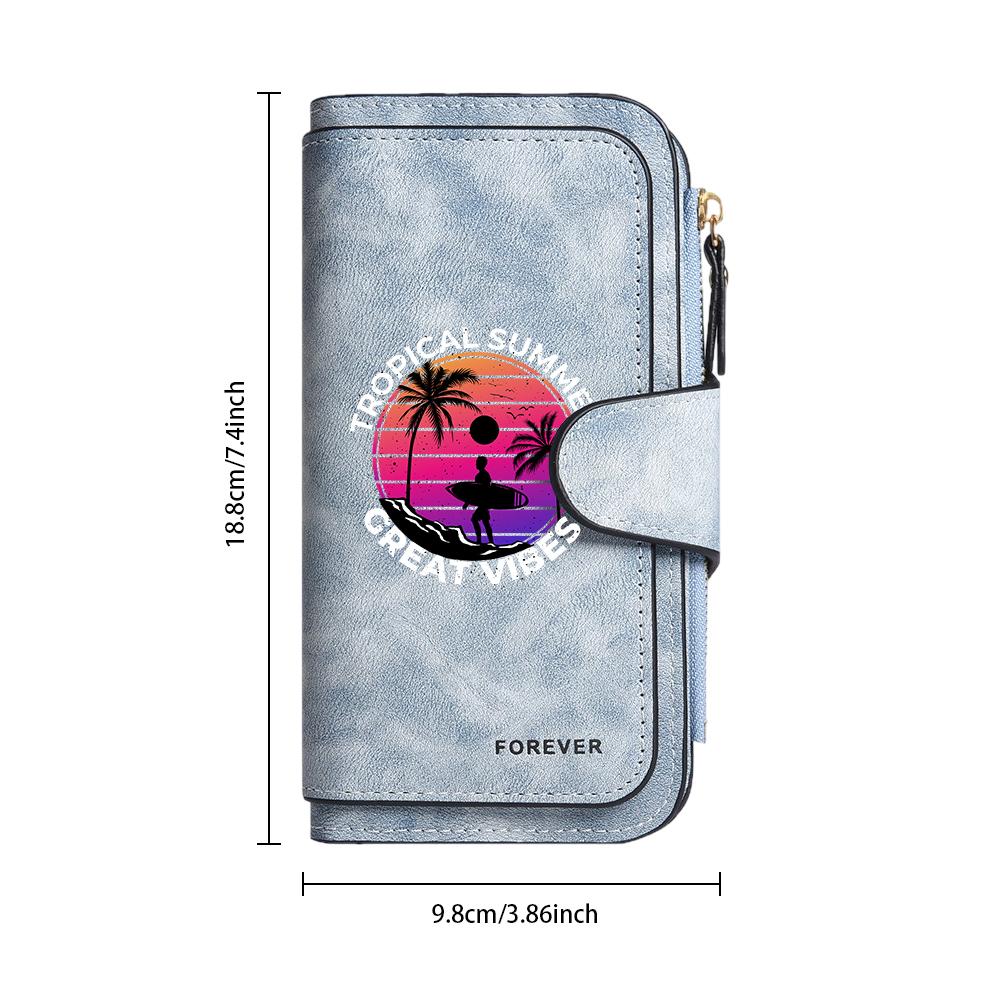 Tropical Summer Print Wallet Casual Large Capacity Portable Fashion Multi Card Holders Durable Long Purse