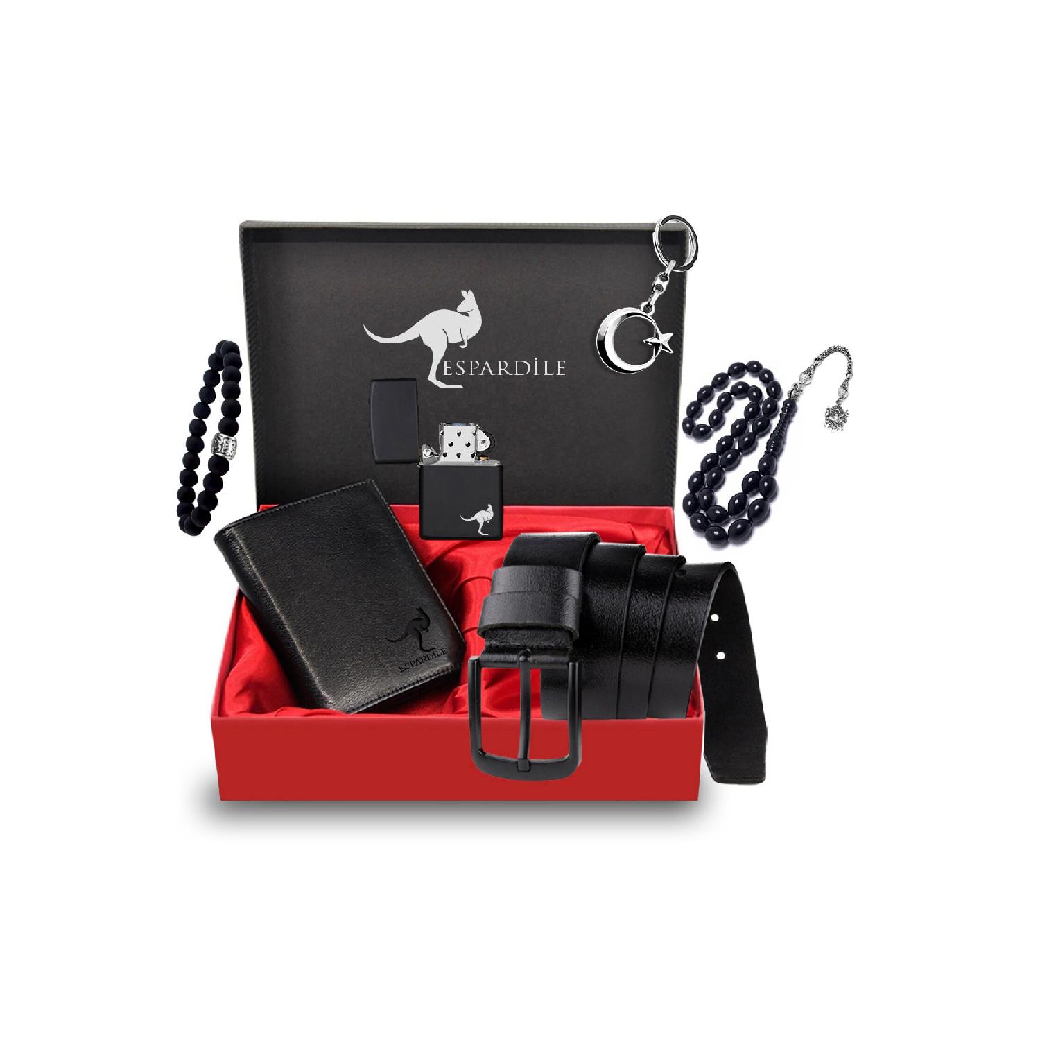 

Мужской черный кожаный ремень из 6 пар 110 CM