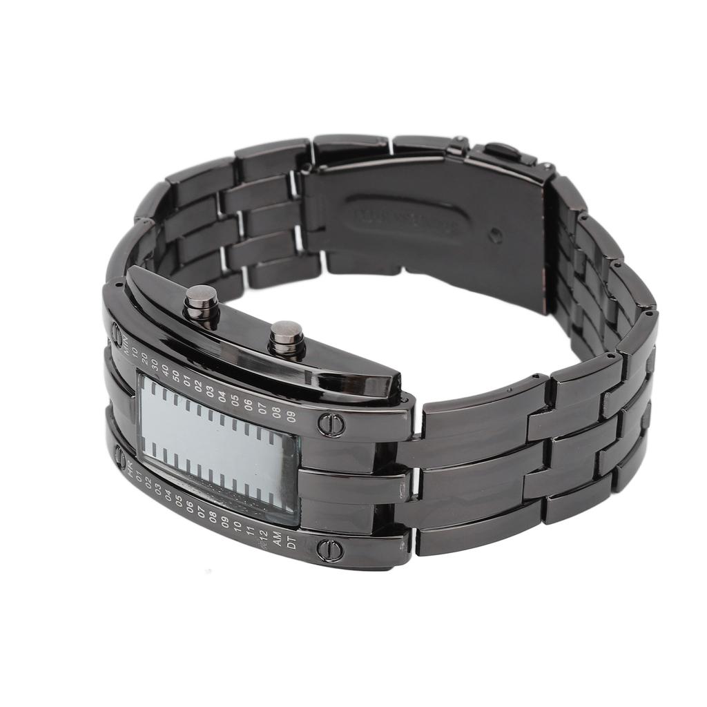LED Watch Unique Binary Time Mode Display Convex Arc Structure Waterproof LED Wrist Watch