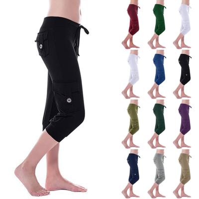 Mode Damen Yoga Einfarbig Selbst Anbau Elastische Band Taschen Hosen Hosen