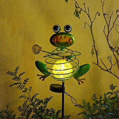 Solar LED Frog Animal Garden Lights Outdoor Waterproof Metal Stake Lawn Lights for Yard Park Villa Pathway Landscape Decoration