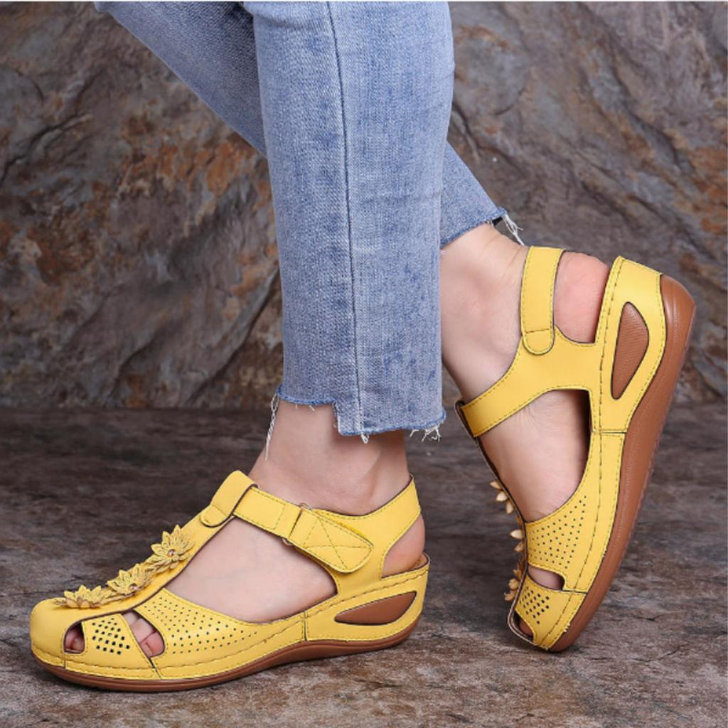 Casual Shoes For Women Slip On Wide Width Thick Soled Ladies Sandals Fashionable Flower Decoration Two Types Zapatos Para Mujer