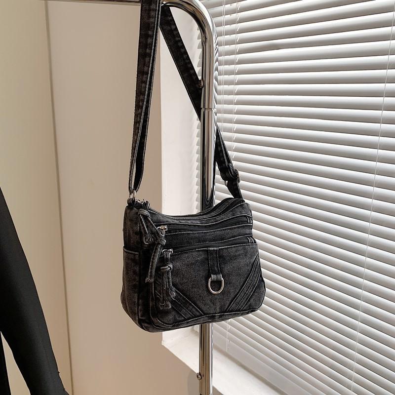 Retro lightweight denim large-capacity bag 2025 autumn new trendy women's bag casual shoulder messenger small square bag