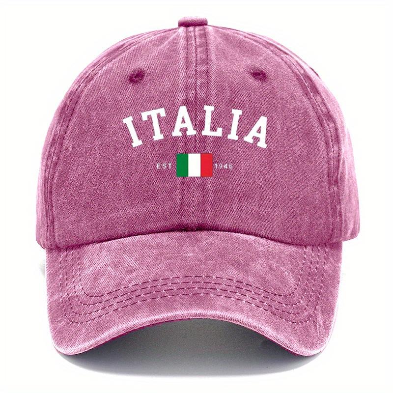 Retro Italian Flag Letter Print Baseball Cap  Adjustable Washable And Fashionable Dad Hat with Curved Brim for Outdoor Activi