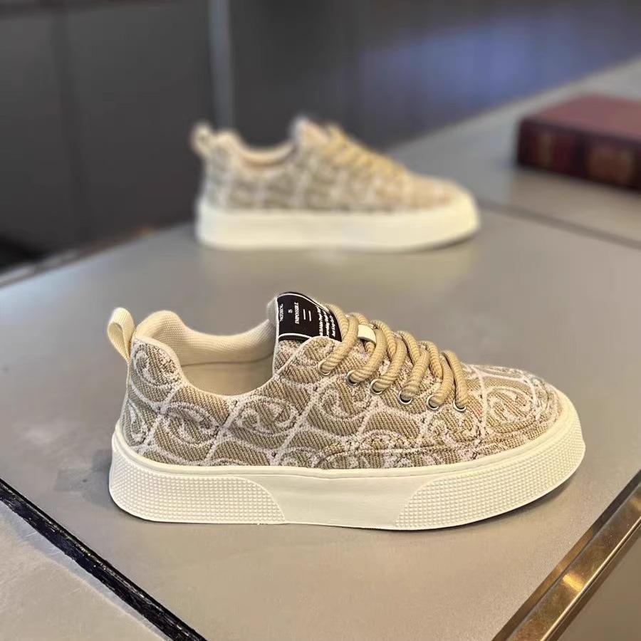 Canvas shoes men's 2024 spring new breathable cloth surface platform casual Internet celebrity versatile men's woven board shoes trendy shoes