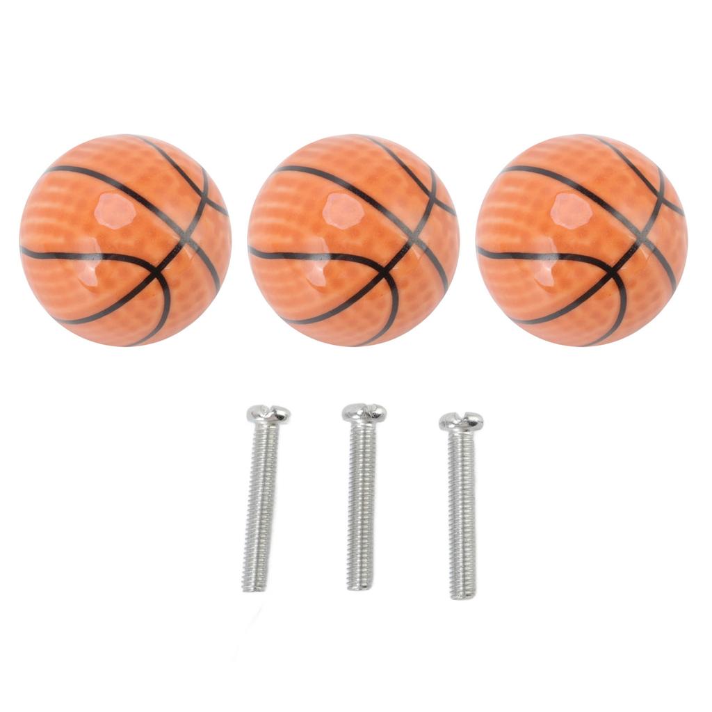 3 Set Basketball Cabinet Kitchen Home Knobs Ball Type Single Hole Drawer Ceramic Handle