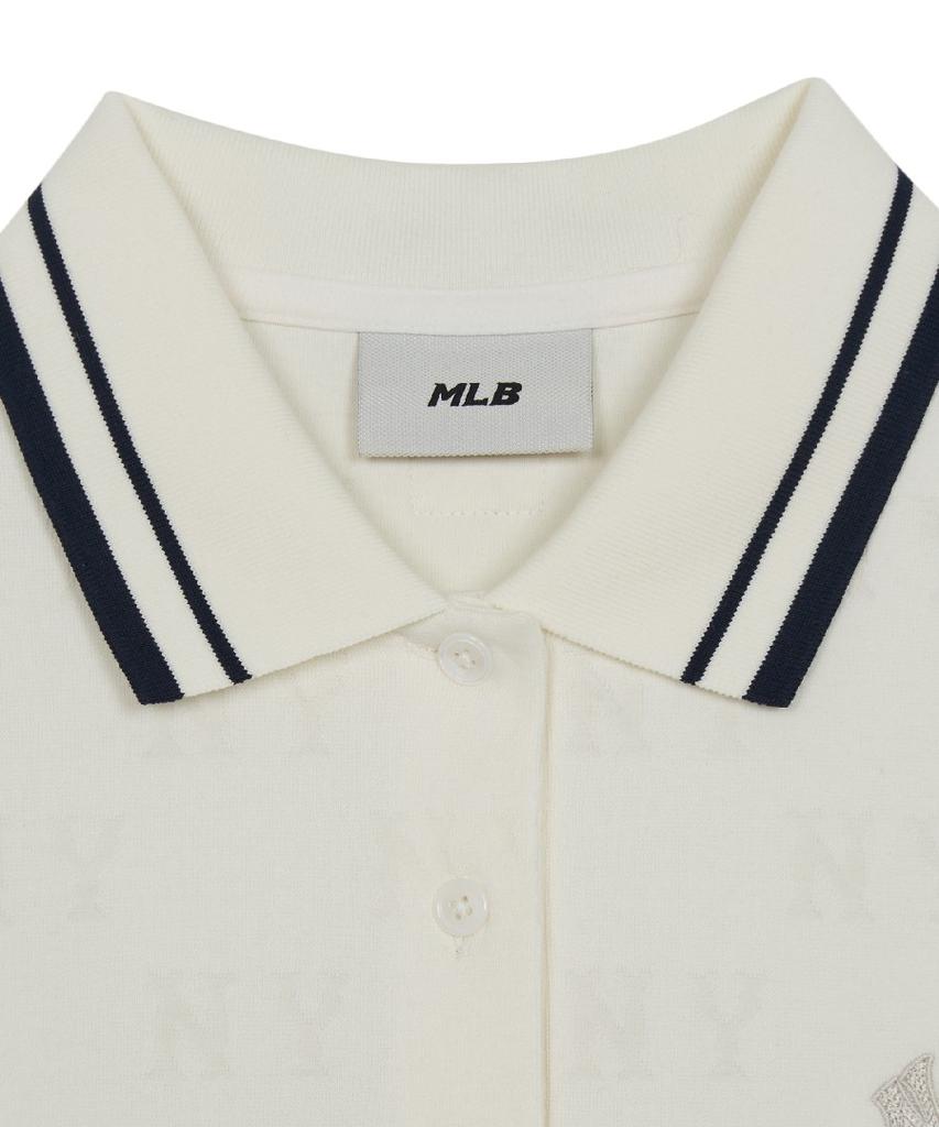Emelbi Women'S Classic Monogram Tone-Tone Jacquard Collar Dress Ny (Ivory)
