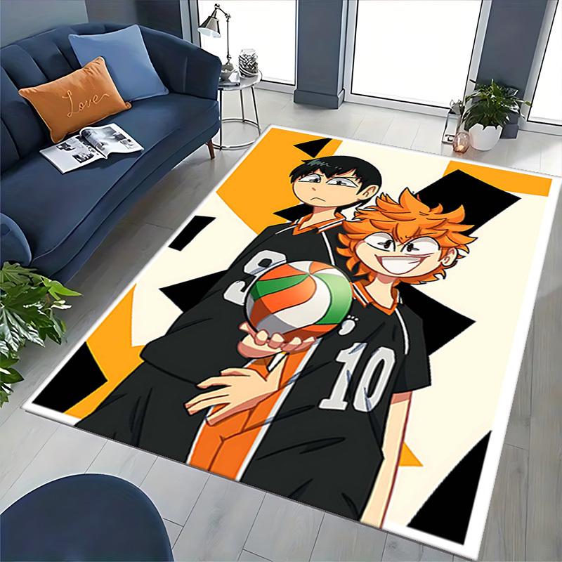 1pc Haikyuu!! Kageyama Tobio & Tsukishima Kei Volleyball Team Chair Mat, Anime Cartoon Design, Anti-Slip Carpet for Office and Home Decoration, Suitab