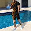 Treningsdress for menn 2-delt sett Sommerstriper Sport Hawaiiandrakt Kortermet T-skjorte og shorts Uformelt mote Manneklær