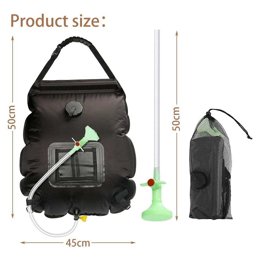Portable Solar Heating Shower Bag, 20L Outdoor Camping Shower Bag With Detachable Hose And On-Off Slide Nozzle, Suitable For Camping Fishing Mountaine