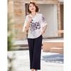 Pasite Floral Print Chiffon Two-Piece Outfit for Middle-Aged Women