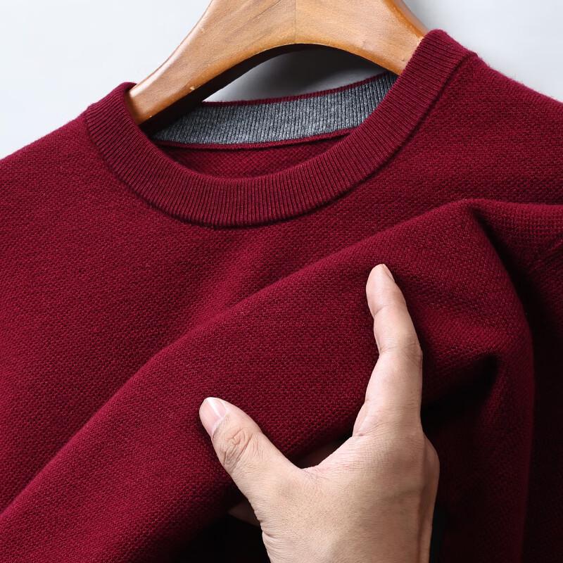 Hengyuanxiang Men's 100% Pure Wool Blend Round Neck Sweater