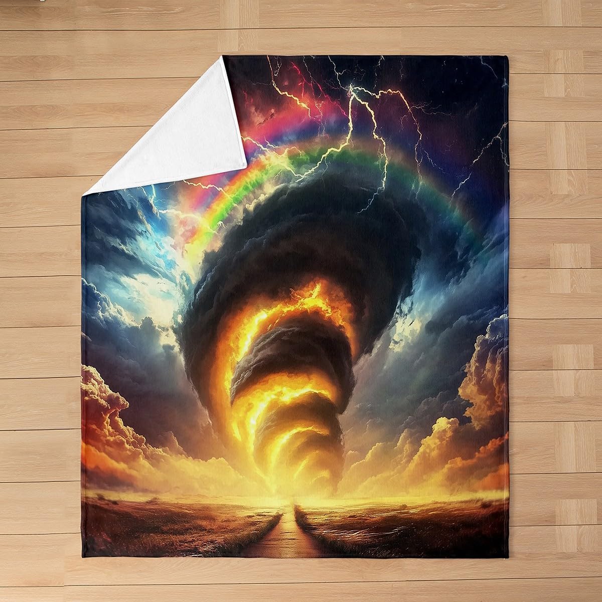 Textilien Unisex Coral Tornado Throw Blanket For Bedroom Living Room Sofa Couch,Natural Disaster Fleece Blanket,Lightning Hurricane Flannel Bed Blanket