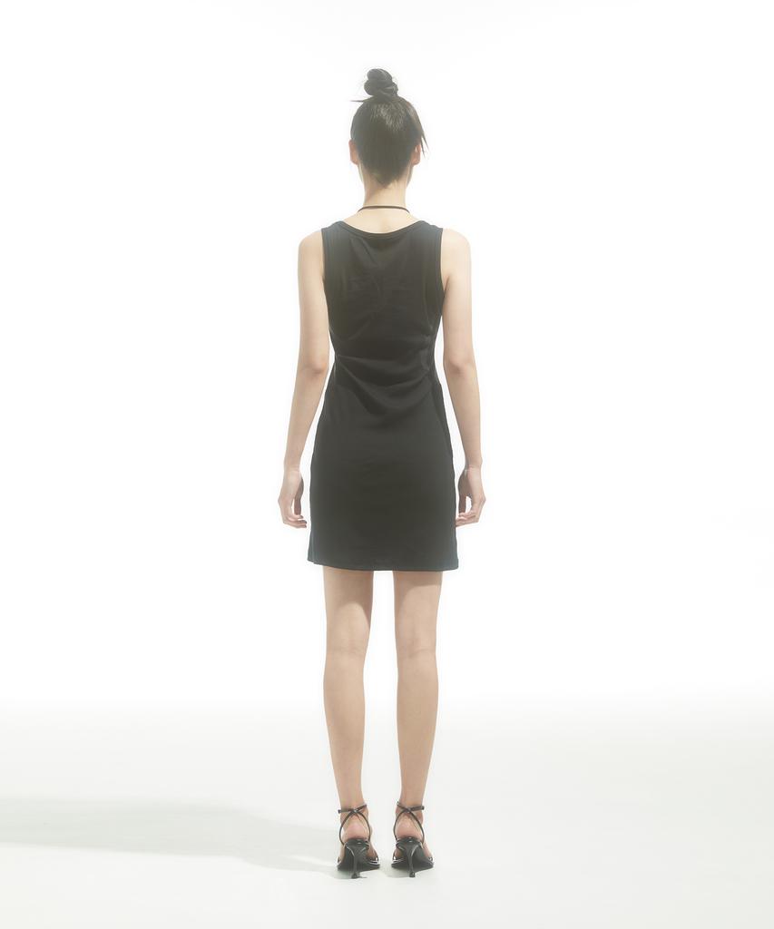 Dre Scoop-Neck Jersey Mini Dress_Black