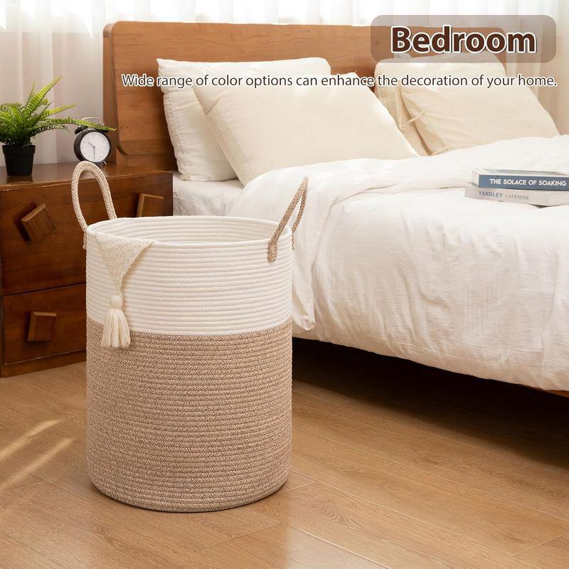 80L Foldable Round Laundry Basket with Large Capacity