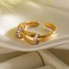 Two-Tone Geometric Open Cubic Zirconia Ring for Women, Adjustable Ins Fashion Jewelry, Minimalist Luxury Gift