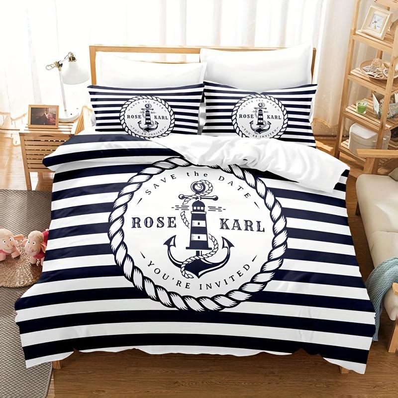 

3pcs Duvet Cover Set Digital Printing Ship s Anchor Soft Comfortable For Bedroom Guest Room Eu Single135x200cm