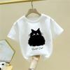 Summer Kids Cotton Short Sleeve T Shirt Cute Cat Print Boys Girls Half Sleeve Top