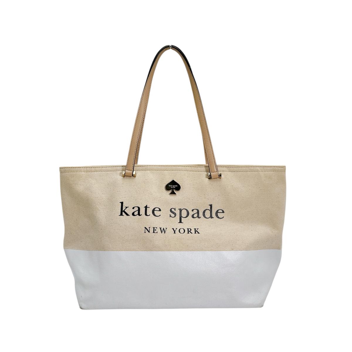 

Kate Spade Big logo Handbag canvas beige Women PXRU6572 108 Used