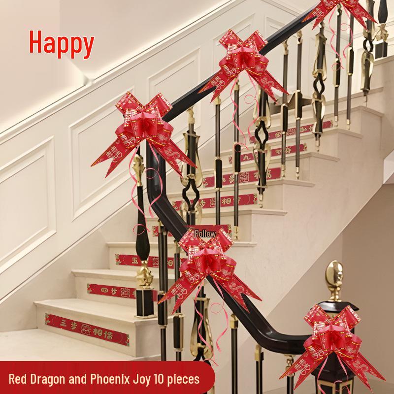 Wedding Decor: Stair Handrails, Floral Arrangements, Ribbons, and Honeymoon Room Accessories