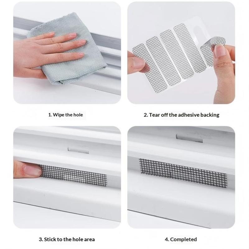 20/30Pcs Self Adhesive Window Screen Repair Sticker Window Drainage Hole Insect Proof Mesh Stickers For Home Door Window Balcony