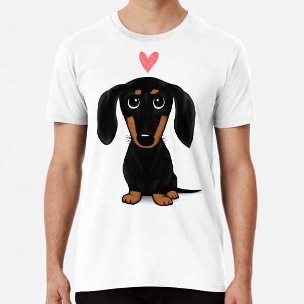 Black and Tan Dachshund with Heart | Cute Ca S To 5XL Made In the AU/USA T-Shirt