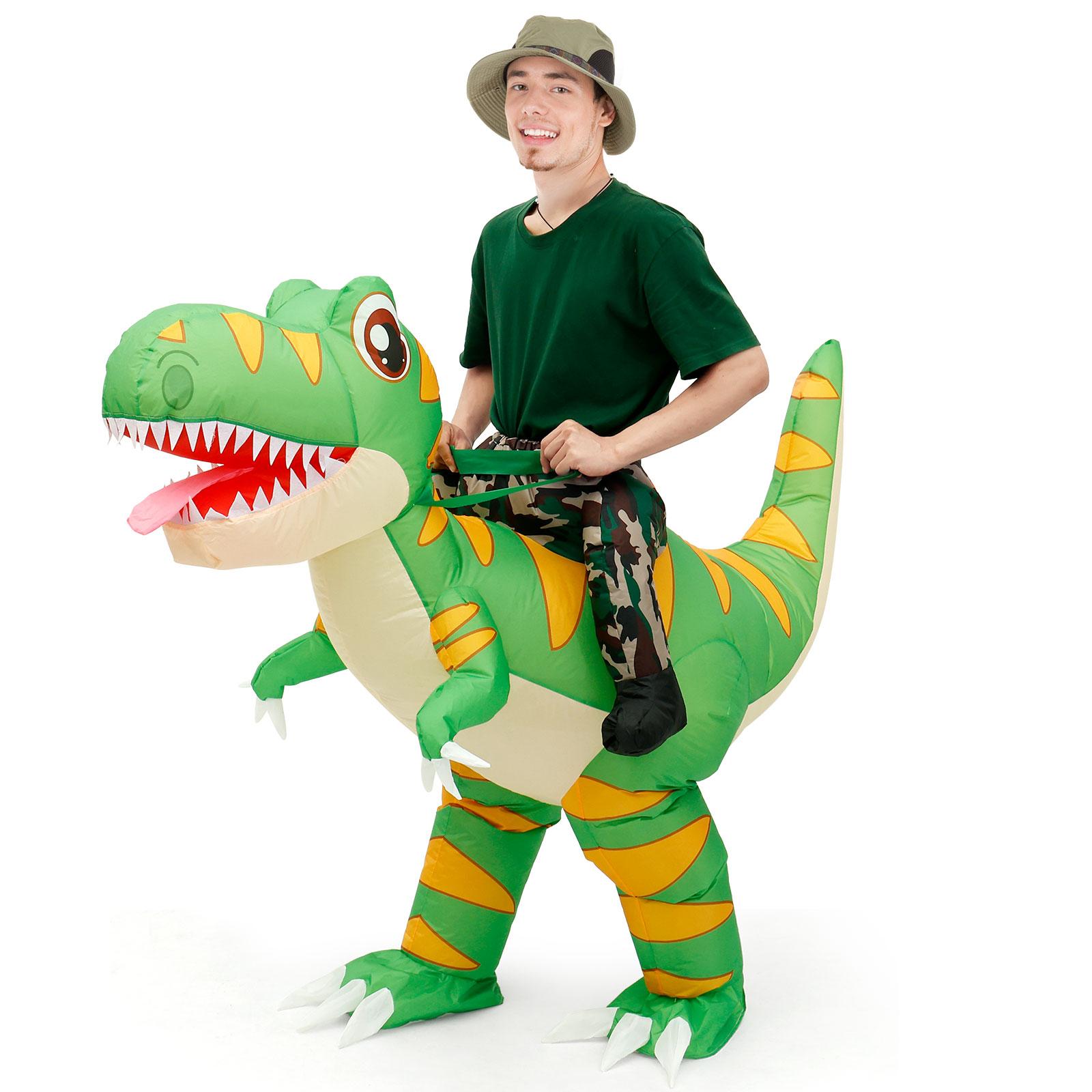 

Водонепроницаемый надувной костюм динозавра для взрослых, можно стирать в машине, надувной костюм динозавра с сумкой для хранения для веселой вечеринки зелёный