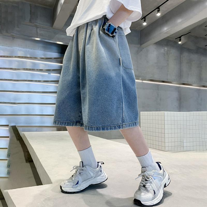 

Детская одежда Летние джинсы для мальчиков Укороченные брюки для мальчиков Детские тонкие брюки средней длины Лето 170 синий