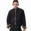 Winter Fleece Lined Cotton Puffer Jacket Men Vintage American Style Warm Coat With Fur Collar