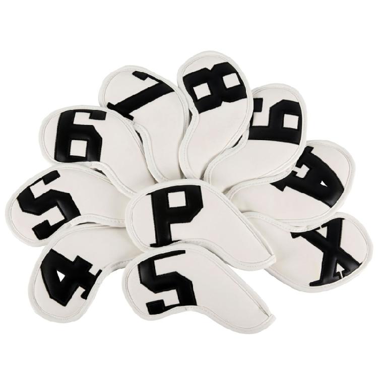 10Pcs PU Leather Waterproofs Golfs Iron Head Cover Golfs Iron Head Protective Cover Golfs Accessories Gifts for Golfers