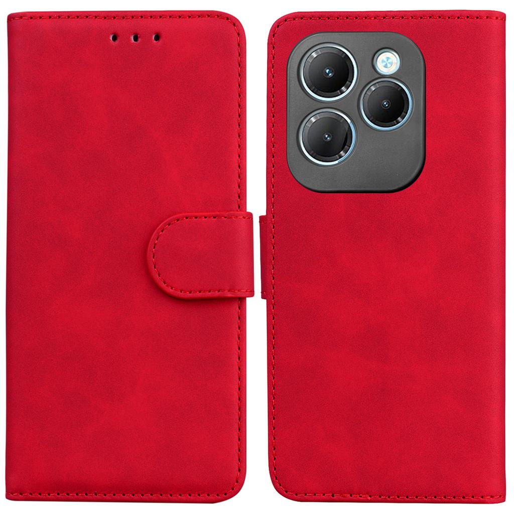 For Infinix Hot 40/40 Pro Shockproof Case Solid Color Leather Wallet Flip Phone Cover