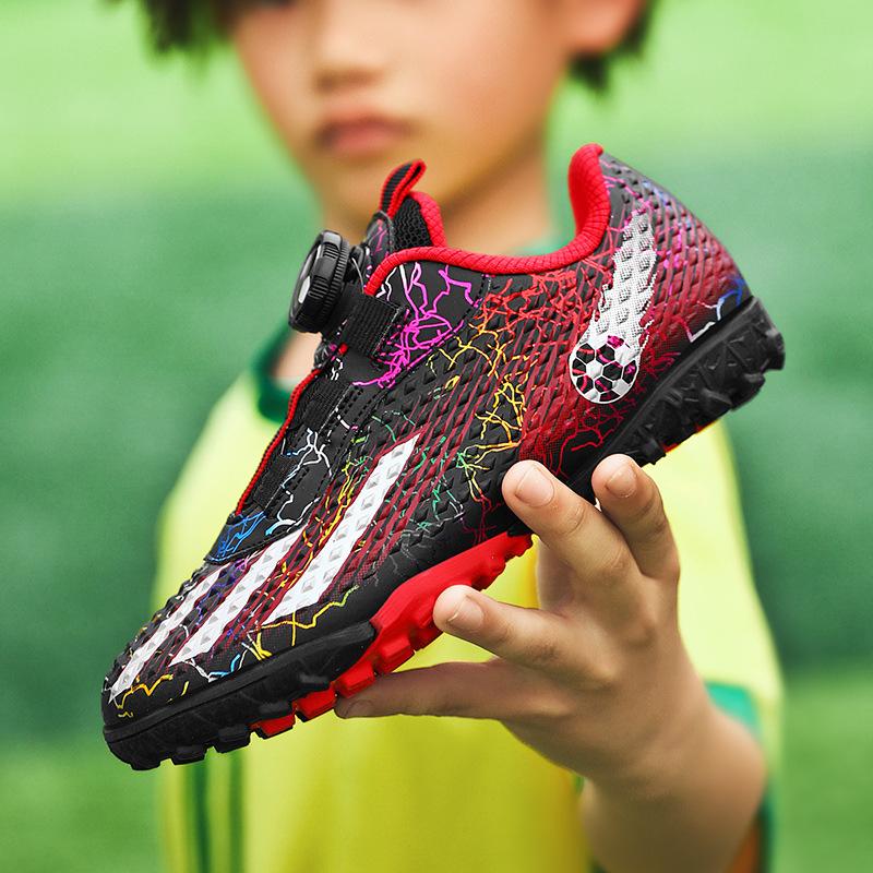 Rotary Buckle Football Shoes Children's Low-top Artificial Turf Short Broken Nails Student Children Middle Children's Grass Sports Shoes