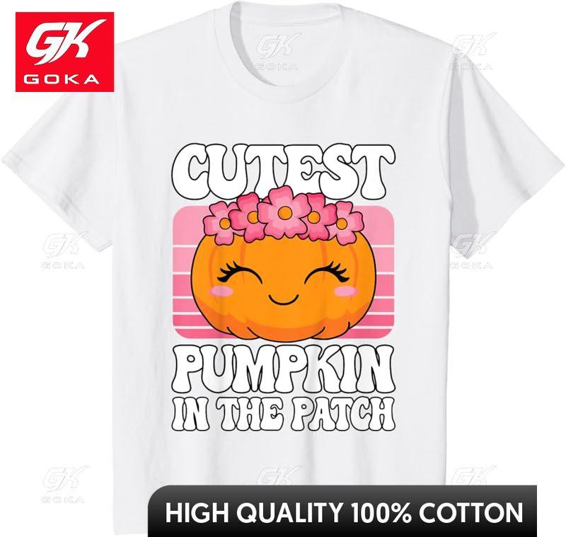

Halloween Cute Pumpkin Girl Top Tshirt Cute Funny Vintage Graphic T Shirts S
