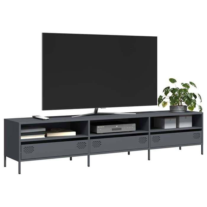 VidaXL TV Stand Anthracite 202x39x43.5 Cm Cold-rolled Steel, TV Stand, TV Buffet, Hi-fi Cabinet, TV Bench, Cabinet In 851348