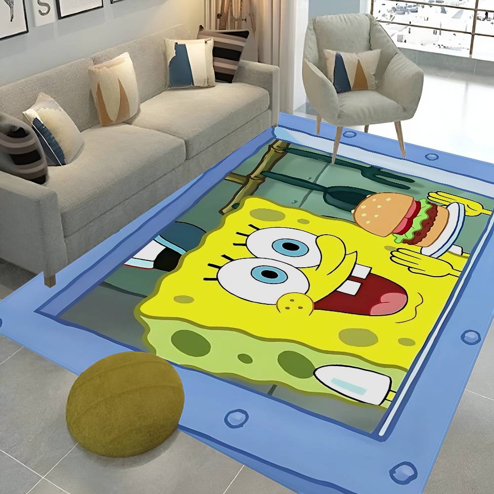 Cartoon S-Sponge-B-Bob Kitchen Mat Kids Room Bedroom Decoration Balcony Anti-Slip Doormat Living Room Alfombra