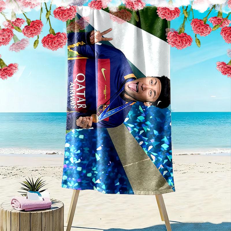 Neymar Jr Print Beach Towel, Large Soft Quick Dry Towel for Beach Camping Swimming