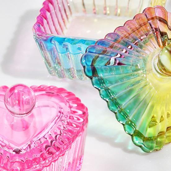 Nail Art Dappen Dish with Lid Acrylic Powder Container Holder Liquid Love Heart Square Flower Octagonal Faux Crystal Glass Cup Bowl