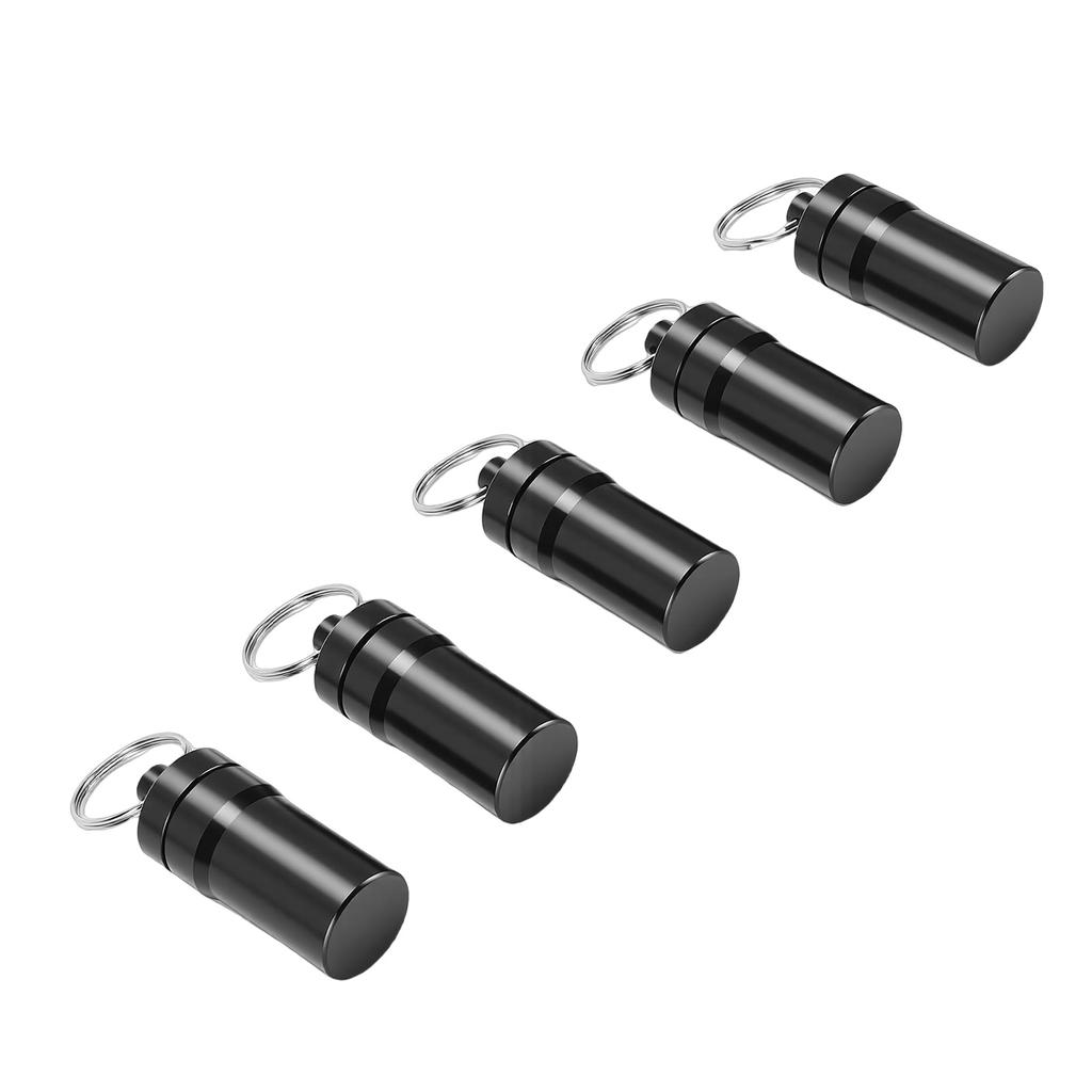 5 Pcs Keychain Tablets Holder Water Proof Small Tablets Case Container with Ed Lid Aluminum Alloy 0.87x2.05in