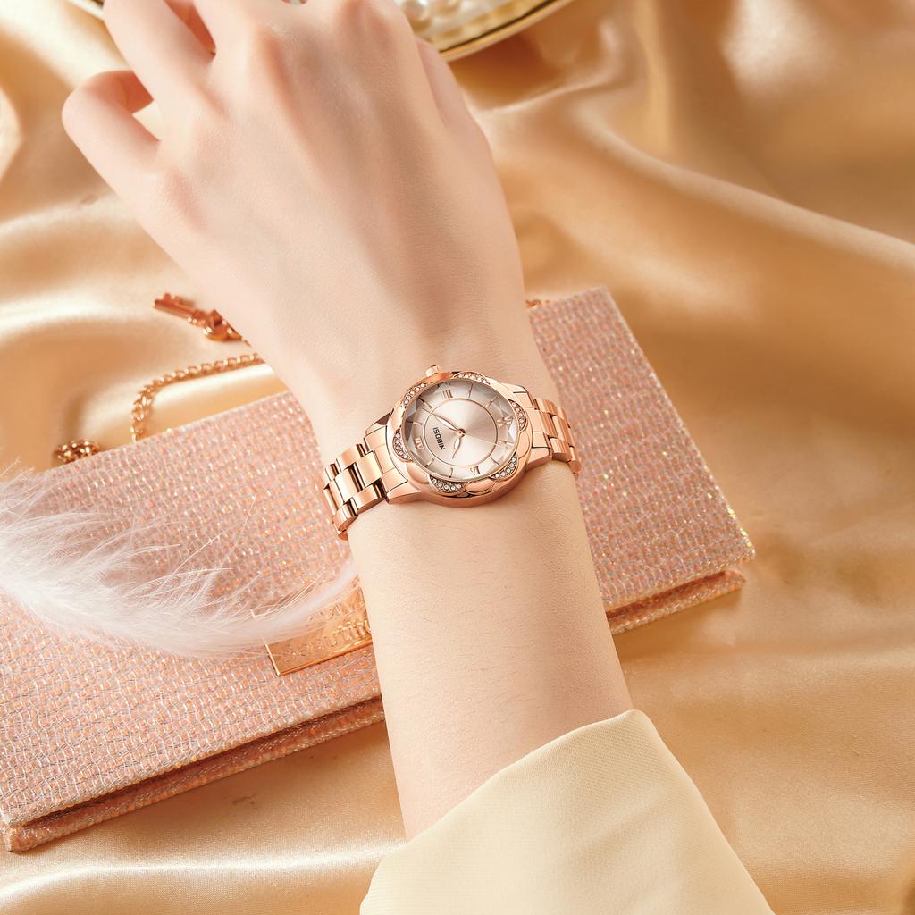 Fashion Brand Fashion Steel Belt Waterproof Women'S Watch New Small Fresh Diamond Butterfly Buckle Quartz Watch Women