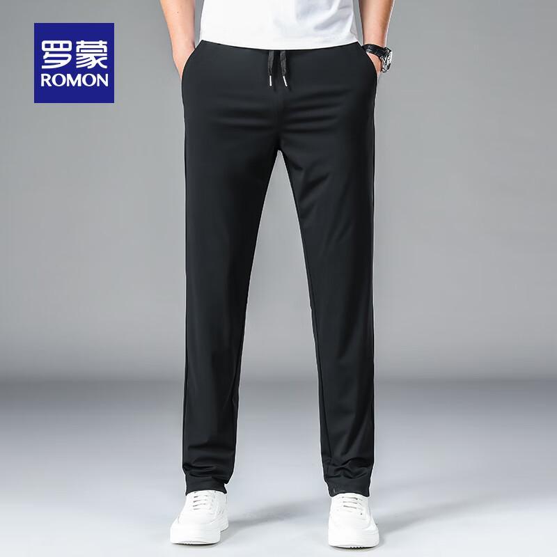 Romon Men's Ice Silk Drawstring Casual Pants