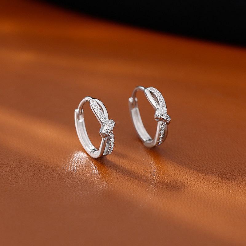 Korean Style Frosted Knotted Bow Earrings – Gentle, Elegant Hoop with Small Sand Surface.