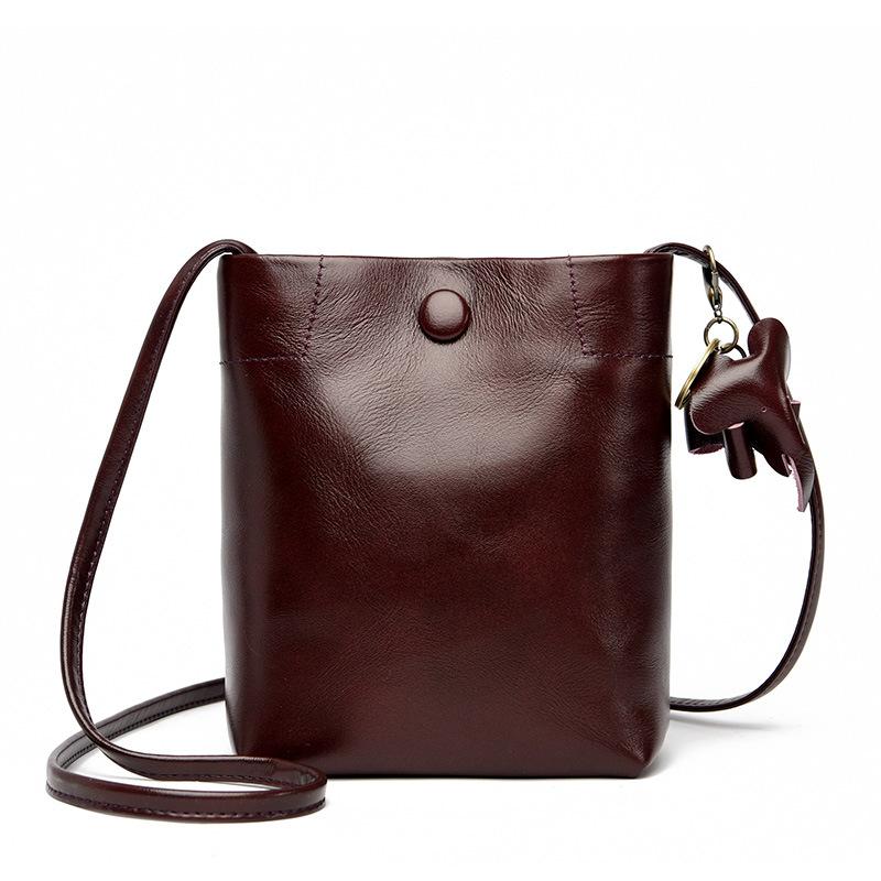 First Layer Cowhide Mini Tote Bucket Bag Women'S Casual Leather Women'S Bag Shoulder Messenger Bag
