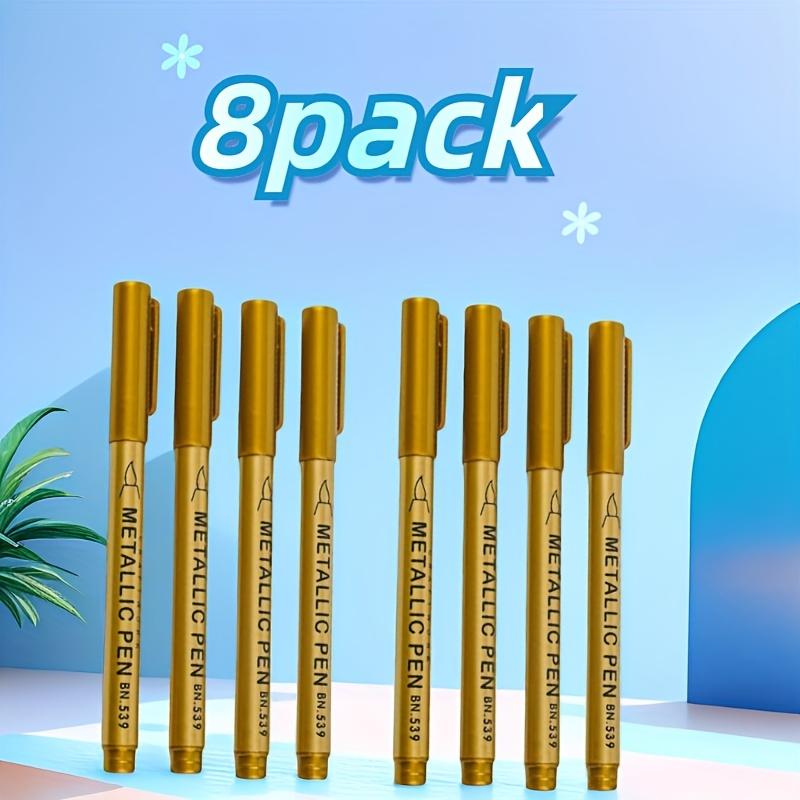 8pcs High-Shine Metallic Pen, Golden And Silvery Colored Marking Pens, Waterproof, Fast-Drying, Soft-Tip Marker Pens , Fine-Tip