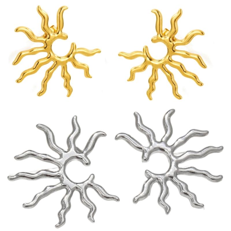 Cercei boemi geometrici cu raze de soare, stiluri vintage aurii, cercei cu picătură, pentru femei la modă, bijuterii de zi cu zi