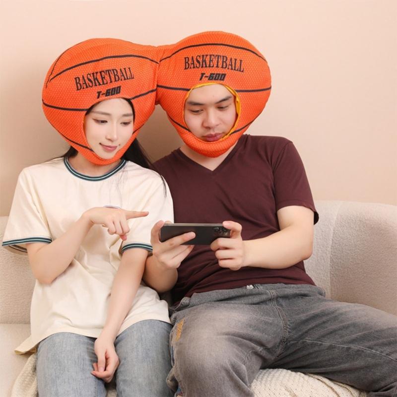 Double Head Basketball Headgear Hat Lovely Photography Props Hat Sport Party and Event Head Accessories for Family Game