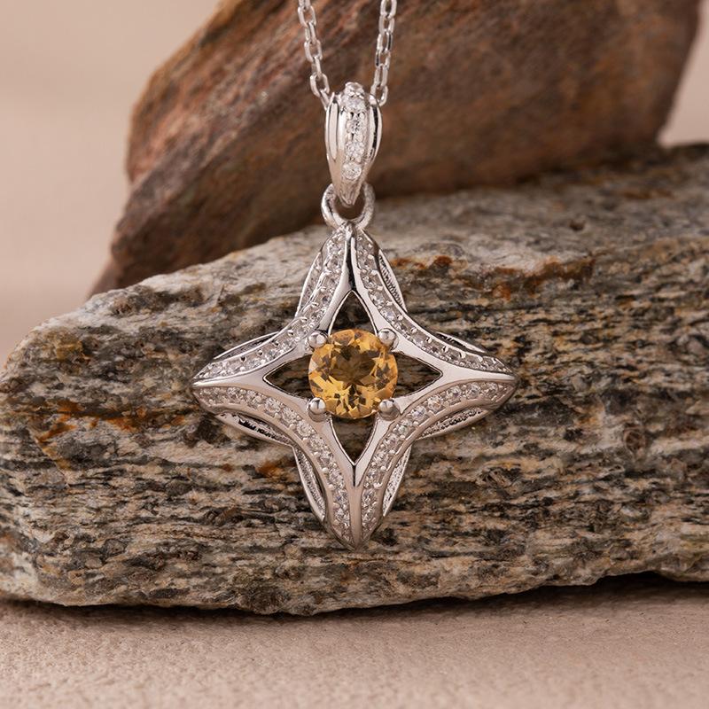 Натуральный Сапфир Диопсид Топаз Аквамарин Цветное Сокровище Ожерелье Женское S925 Серебро Звезда Подвеска